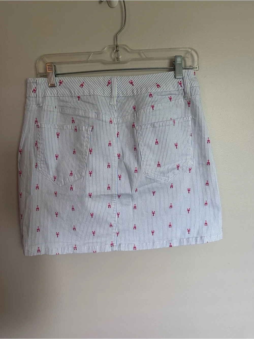 Market & Spruce Lobster Print Pinstripe Mini Skirt Size M Coastal Preppy